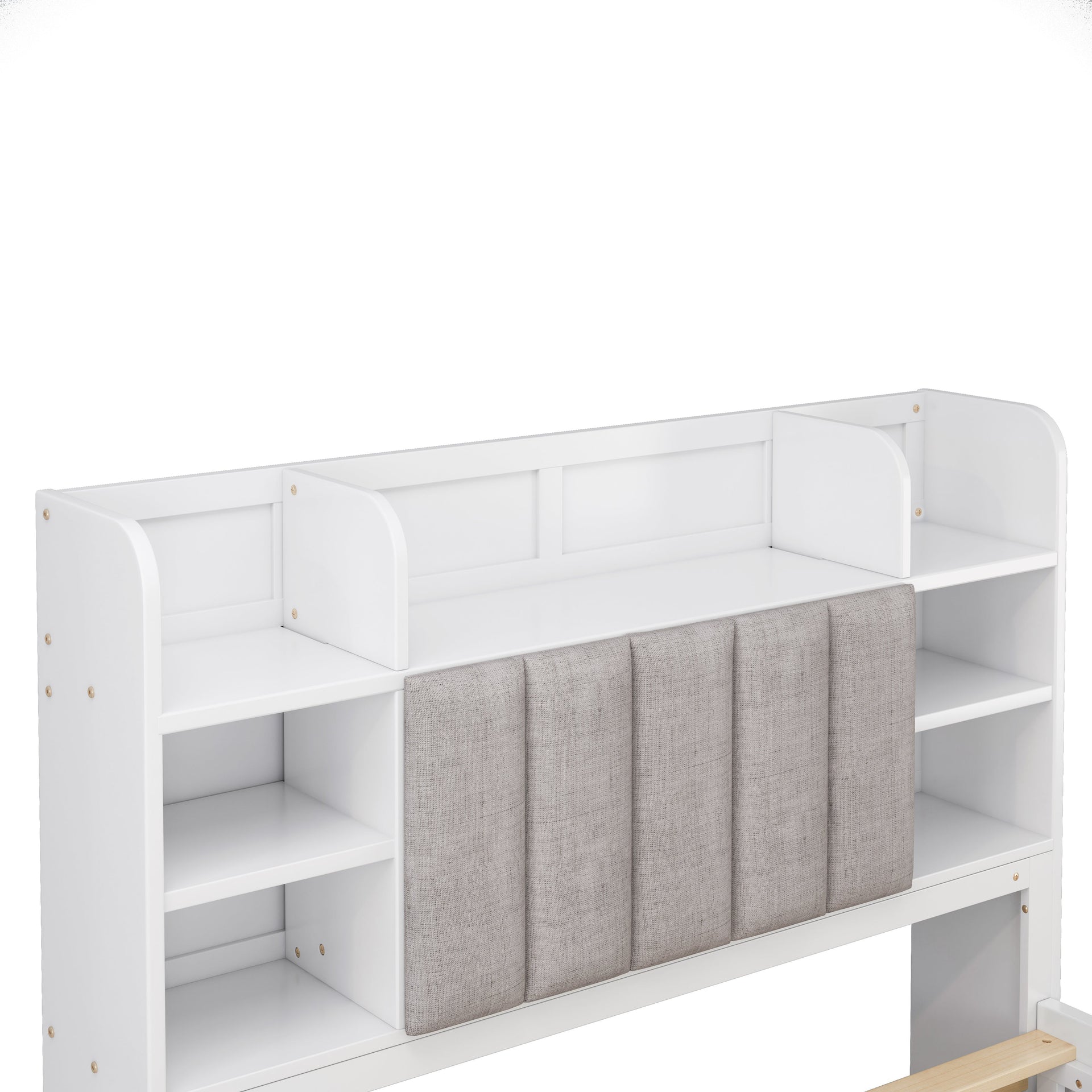 Multi-functional Full Size Bed Frame with 4 Under-bed Portable Storage Drawers and Multi-tier Bedside Storage Shelves White