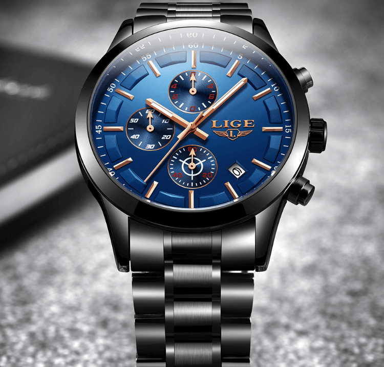 Men's Waterproof Watch With Chronometers And Date Display Unique Design Perfect Gift