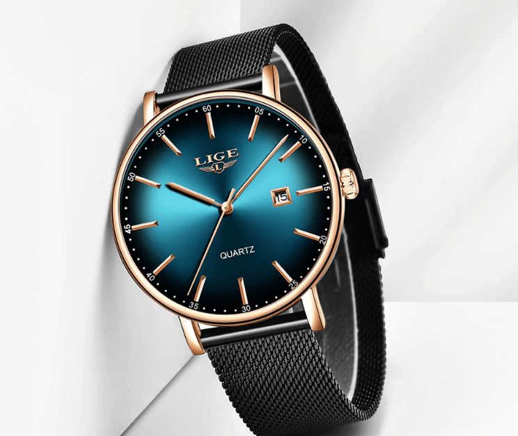 Men's Elegant Watch With Stainless Steel Straps And Special Date Display Excellent Look Unique Design Perfect Gift