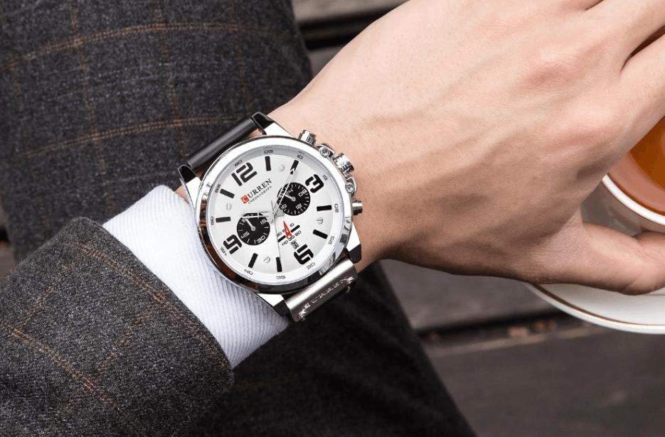 Retro Waterproof Watch With Chronometers Steel Case And Leather Belts Unique Design Excellent Look Perfect Gift For Your Man