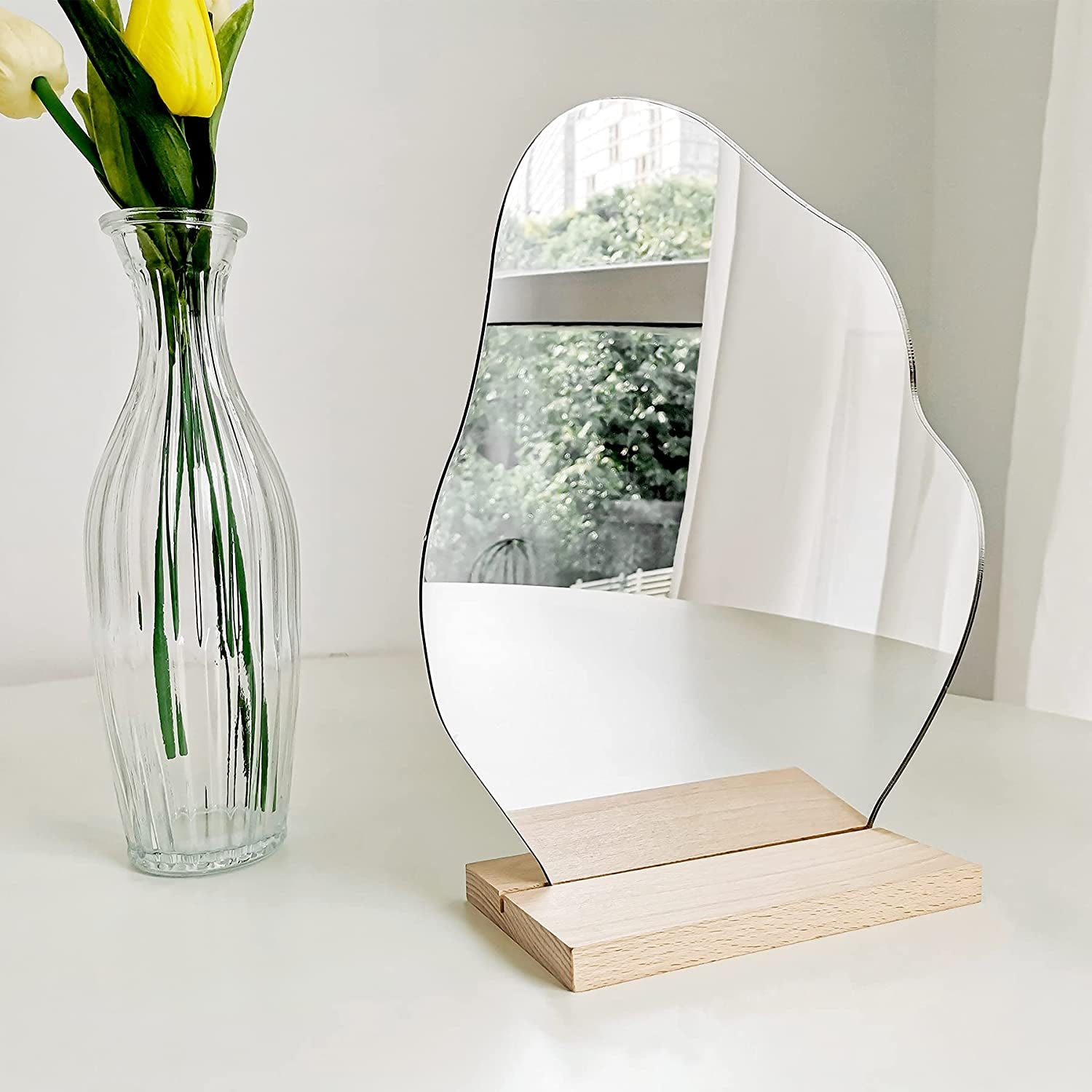 Preppy Room Decor Desk Mirror, Table Decr Aesthetic Mirror, Cute Room Decor Table Mirror, Boho Mirror for Desk, Asymmetrical Cloud Mirror