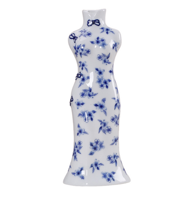 Ceramic ornaments blue and white porcelain mini vases cheongsam flower arrangements living room home decorations