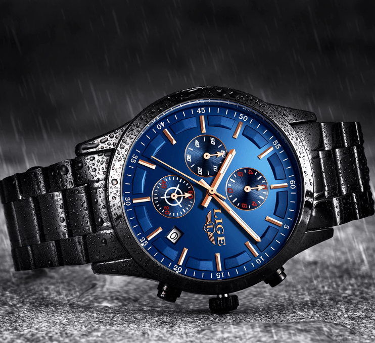 Men's Waterproof Watch With Chronometers And Date Display Unique Design Perfect Gift