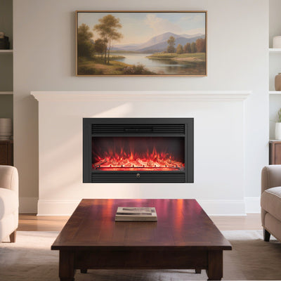33/36-Inch Electric Fireplace Insert 750W/1500W Recessed Fireplace Heater-1500W