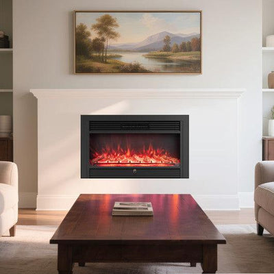 33/36-Inch Electric Fireplace Insert 750W/1500W Recessed Fireplace Heater-1500W