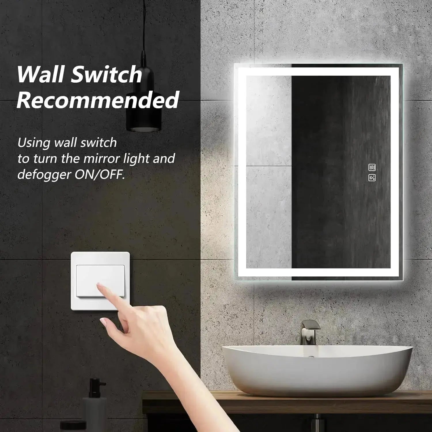 36 x 24 Inch Center Glow LED Bathroom Mirror