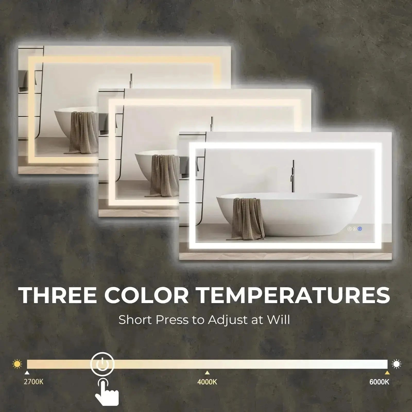 36 x 24 Inch Center Glow LED Bathroom Mirror
