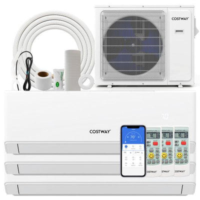 36000 BTU 3 Zone 23 SEER2 Mini Split Air Conditioner Wifi Enabled with Heat Pump-7K + 12K + 24K