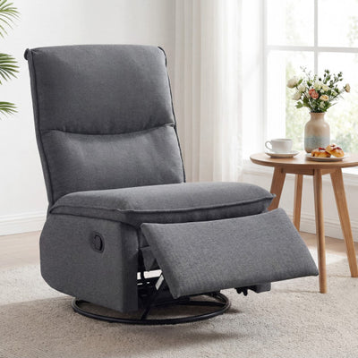 360° Swivel Rocking Chair with Cushioned Back for Living Room-Gray
