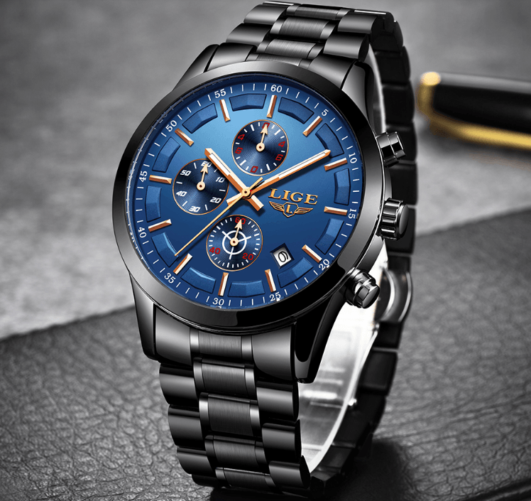 Men's Waterproof Watch With Chronometers And Date Display Unique Design Perfect Gift