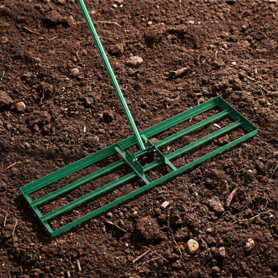 36 x 10 Inch Lawn Leveling Rake with Ergonomic Handle-Green