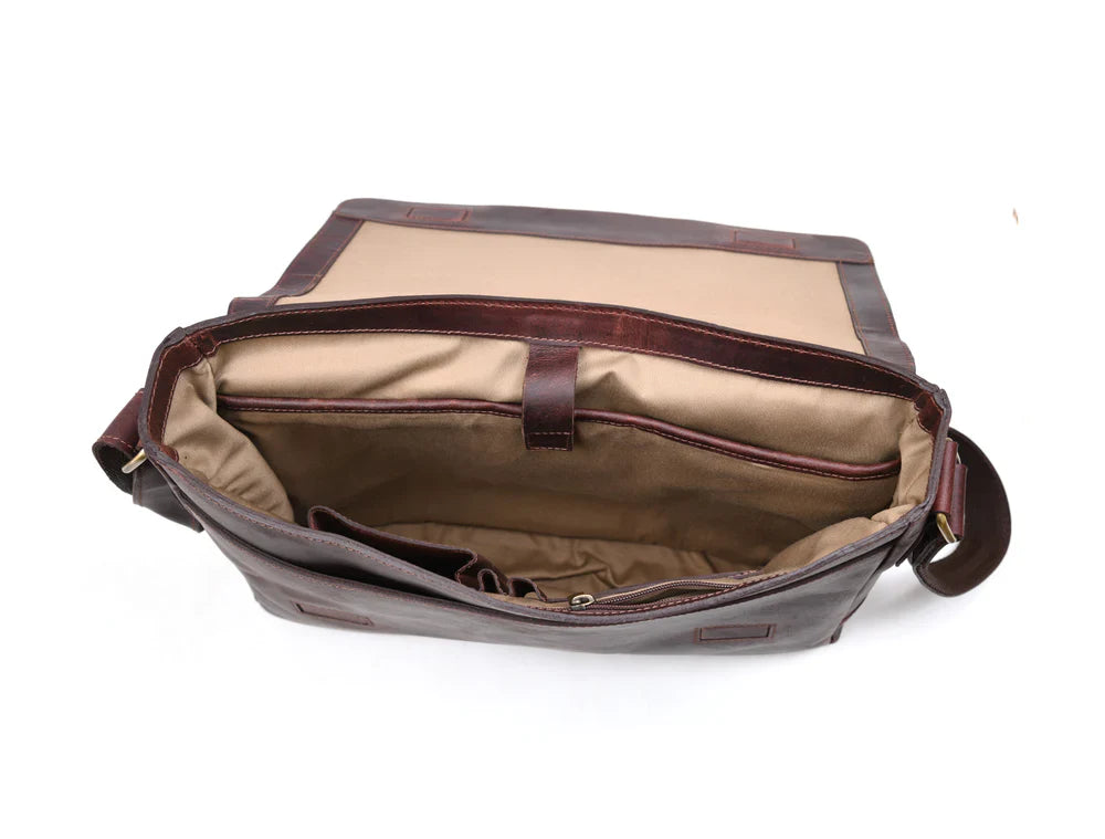 Leather Messenger Bag Stressed Light - Brown
