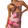 Leopard Print Slim Sexy Backless Long Dress for Women