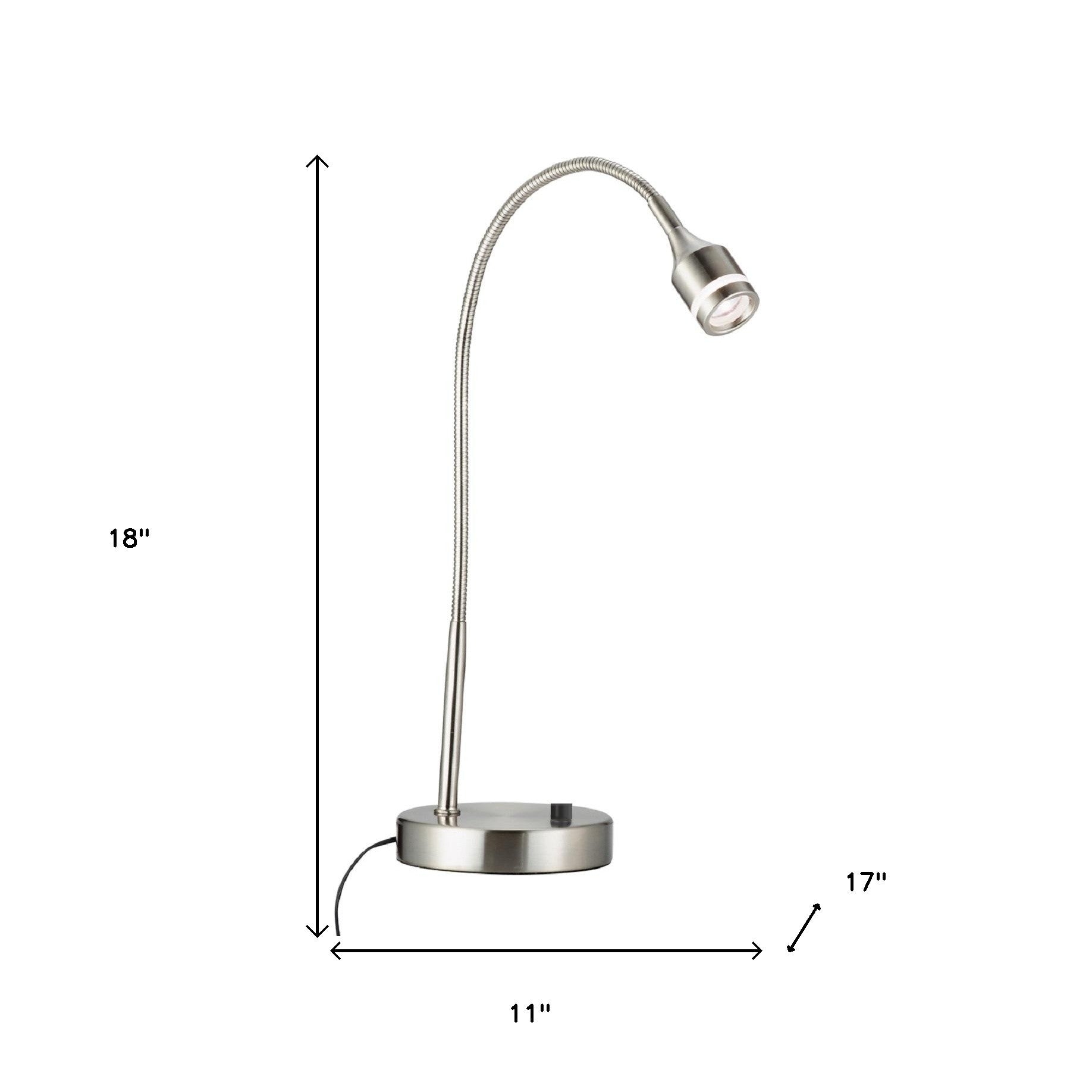 Brushed Steel Metal Led Adjustable Desk Lamp