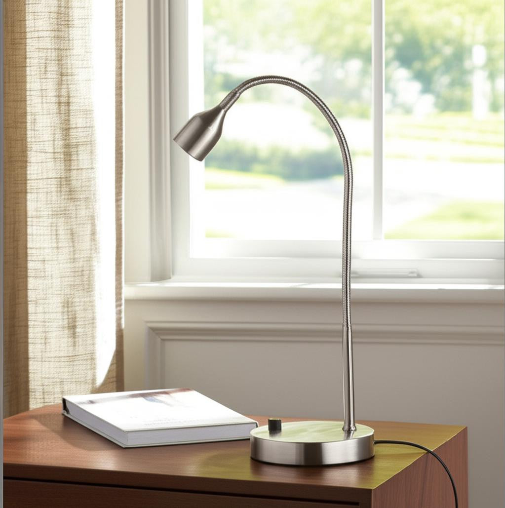 Brushed Steel Metal Led Adjustable Desk Lamp