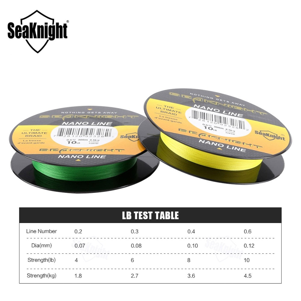 SeaKnight NANO 100M 300M 4 Strands Braided Fishing Lines Multifilament PE Fishing Line 4LB 6LB 8LB 10LB Diameter 0.07-0.12mm
