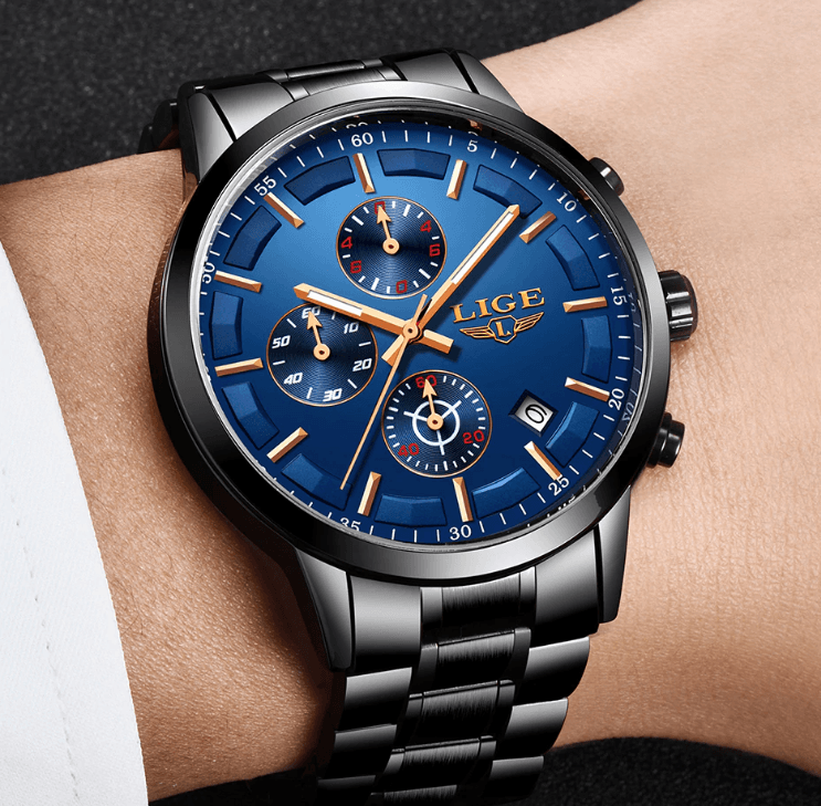 Men's Waterproof Watch With Chronometers And Date Display Unique Design Perfect Gift