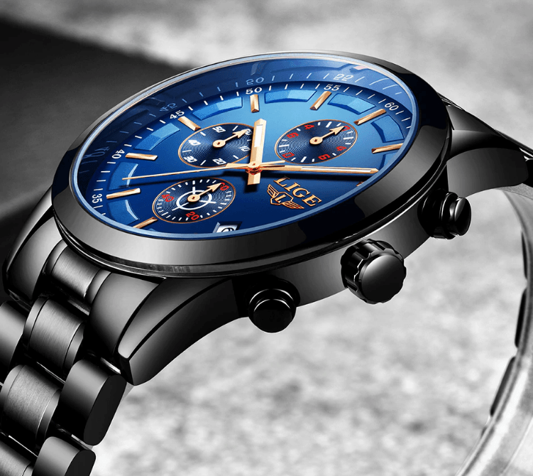 Men's Waterproof Watch With Chronometers And Date Display Unique Design Perfect Gift
