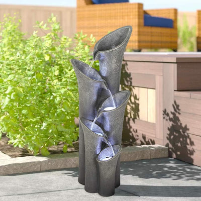 Resin Angled Pillar Outdoor Floor Fountain 39 in 14 lb
