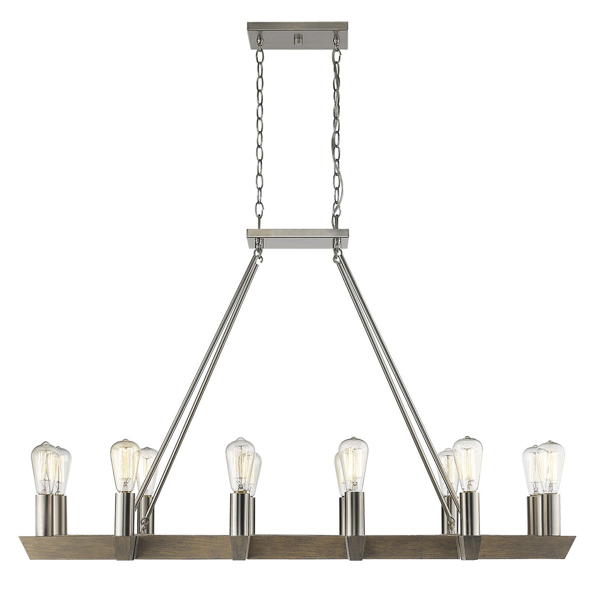Silver Kitchen Island Twelve Light Metal Dimmable Chandelier