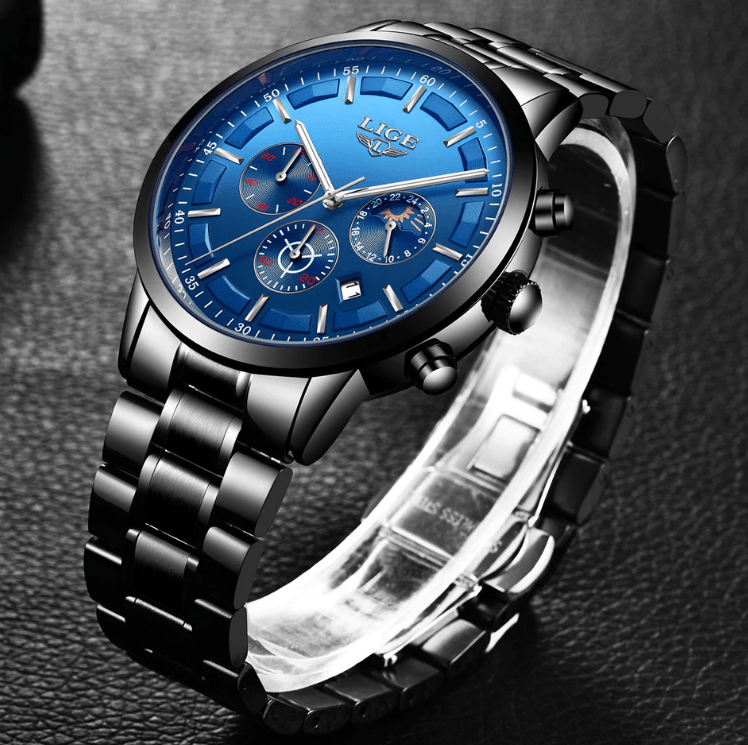 Men's Waterproof Watch With Chronometers And Date Display Unique Design Perfect Gift