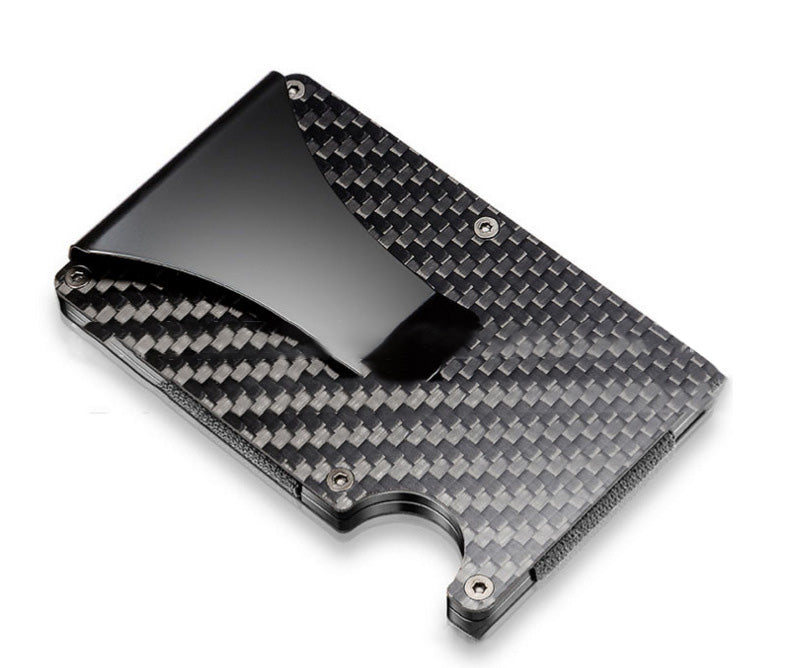 Men Card Holder Slim Carbon Fiber Credit Card Holder Metal Wallet Anti Scan Function Hold Card Coins Cash