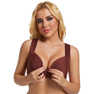 Smooth thin bra front buckle sexy gathering without steel ring adjustment women's underwear