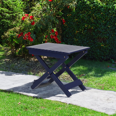 Outdoor Folding Wooden Side Table, Navy Blue, 15