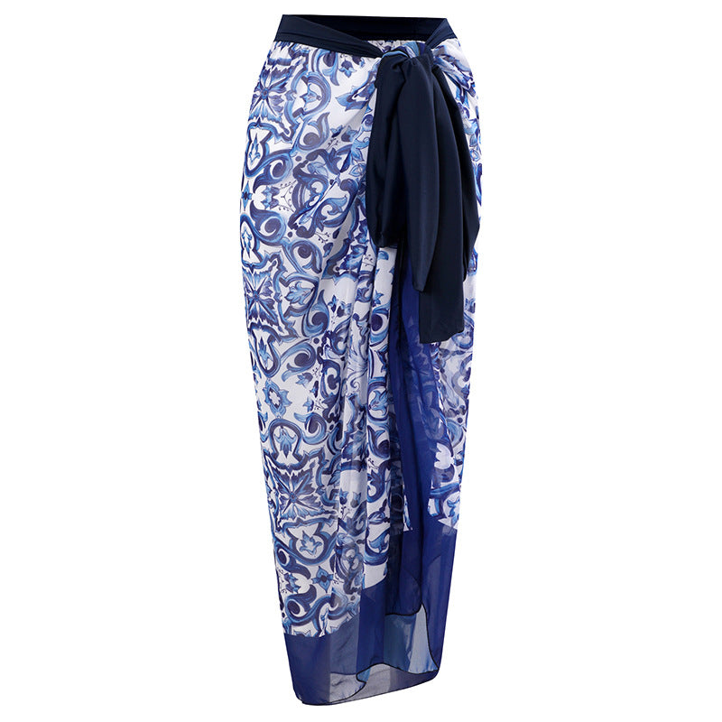 Two-piece one-piece swimsuit with skirt