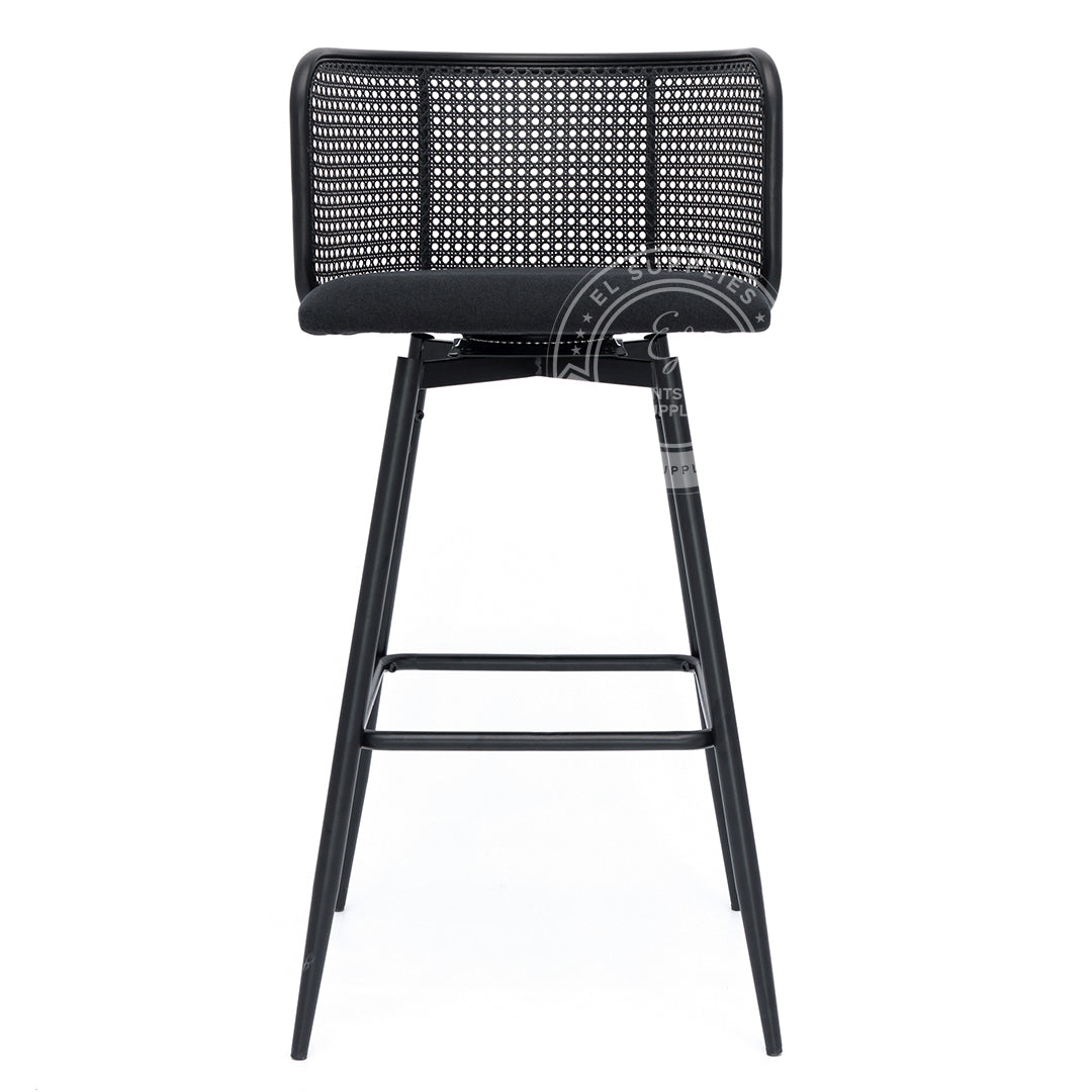 IMLIL Black Rattan Swivel Barstool
