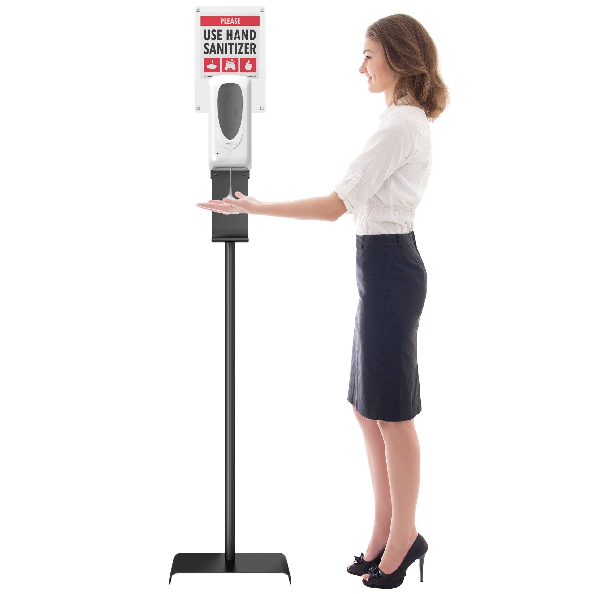 Sensor Sanitizer Dispenser with Floor Stand and Sign Board