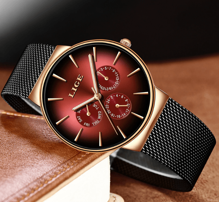 Men's Elegant Watch With Stainless Steel Straps And Chronometers For Day And Date Display Unique Design Perfect Gift For Man And Women