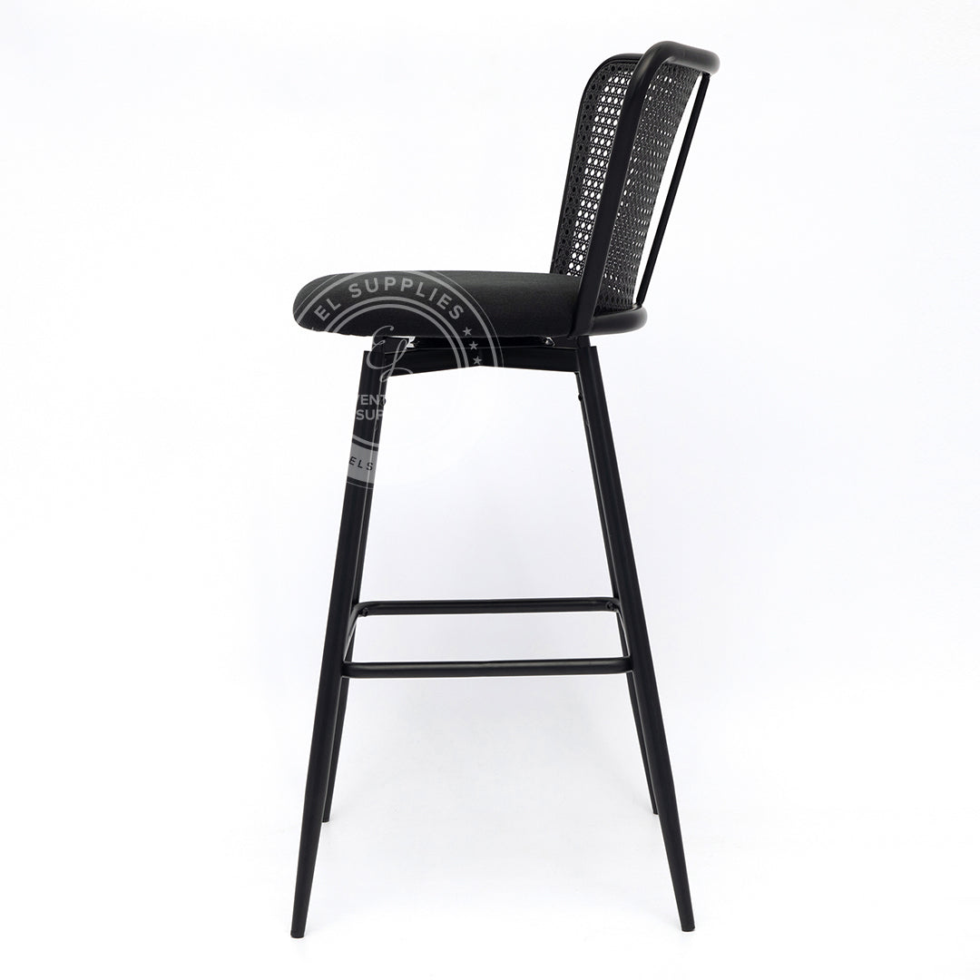 MEKNES Black Rattan Swivel Barstool