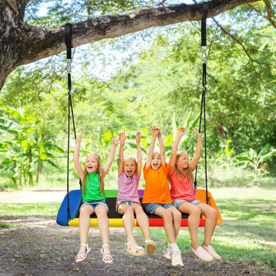 60 Inches Platform Tree Swing Outdoor with 2 Hanging Straps-Multicolor