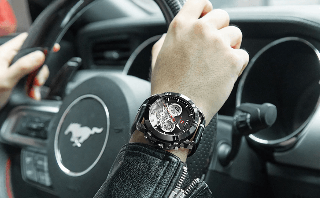 Waterproof Quartz Man Leather Sport Wrist Watch Luxury Unique Design Perfect Gift