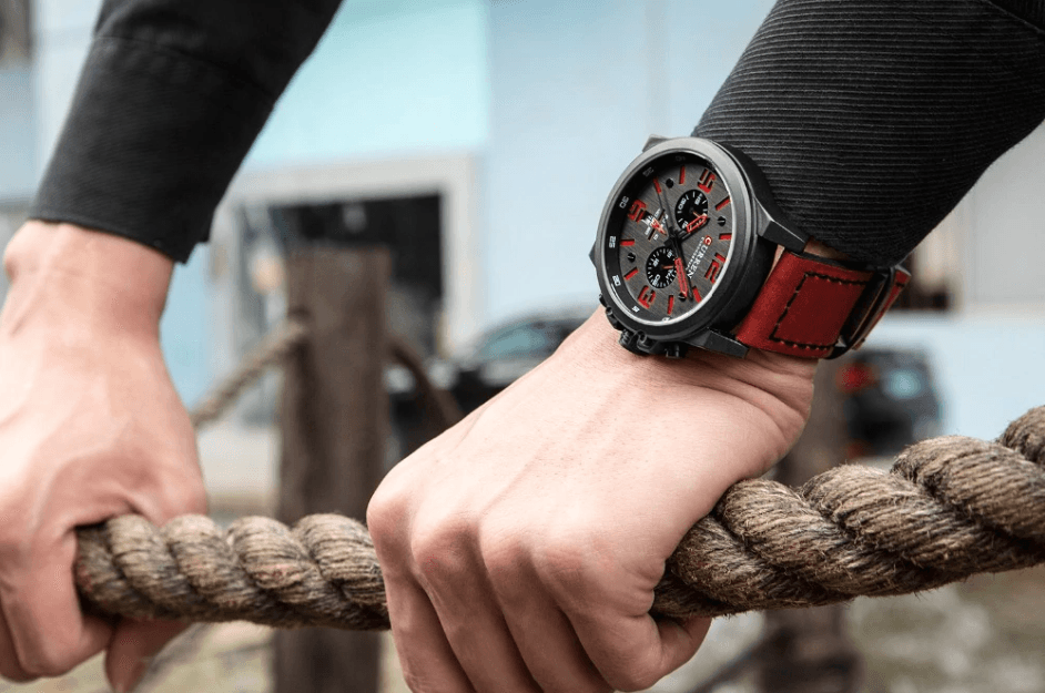 Retro Waterproof Watch With Chronometers Steel Case And Leather Belts Unique Design Excellent Look Perfect Gift For Your Man