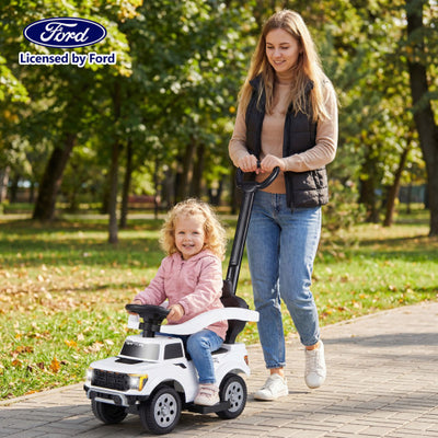 3-In-1 Licensed Ford Push Car for Toddlers-White