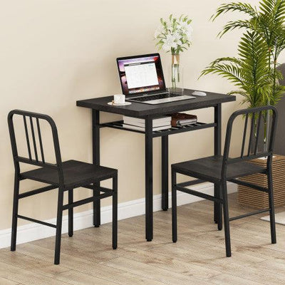 3-Piece Dining Table Set with Rectangular Kitchen Table and 2 Chairs-Gray