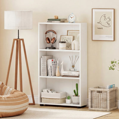 3-Tier Bookcase 42 inch Tall Book Shelf with Anti-Tipping Kit-White