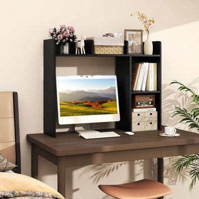 3-Tier Multipurpose Desk Bookshelf with 4 Shelves-Black