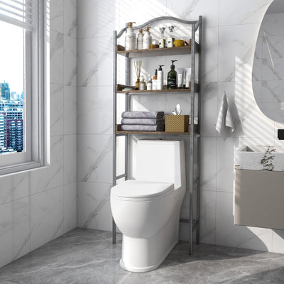 3-Tier Over-The-Toilet Bathroom Spacesaver Storage Rack-Silver