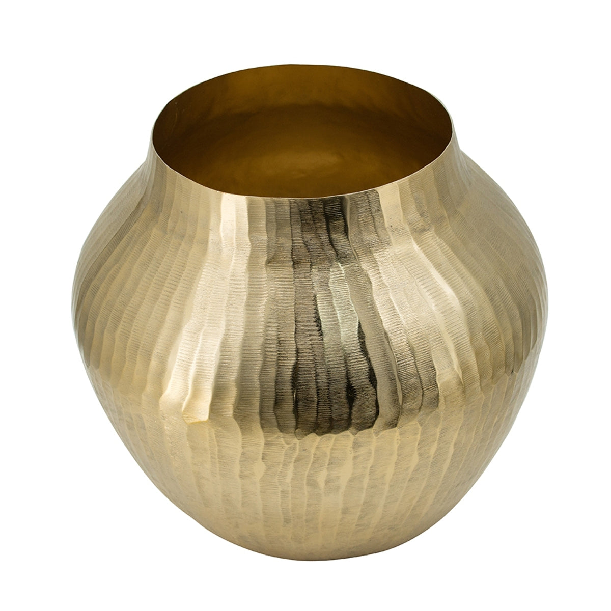 11x11x9' Aluminum Chisel Flower Vase, Gold