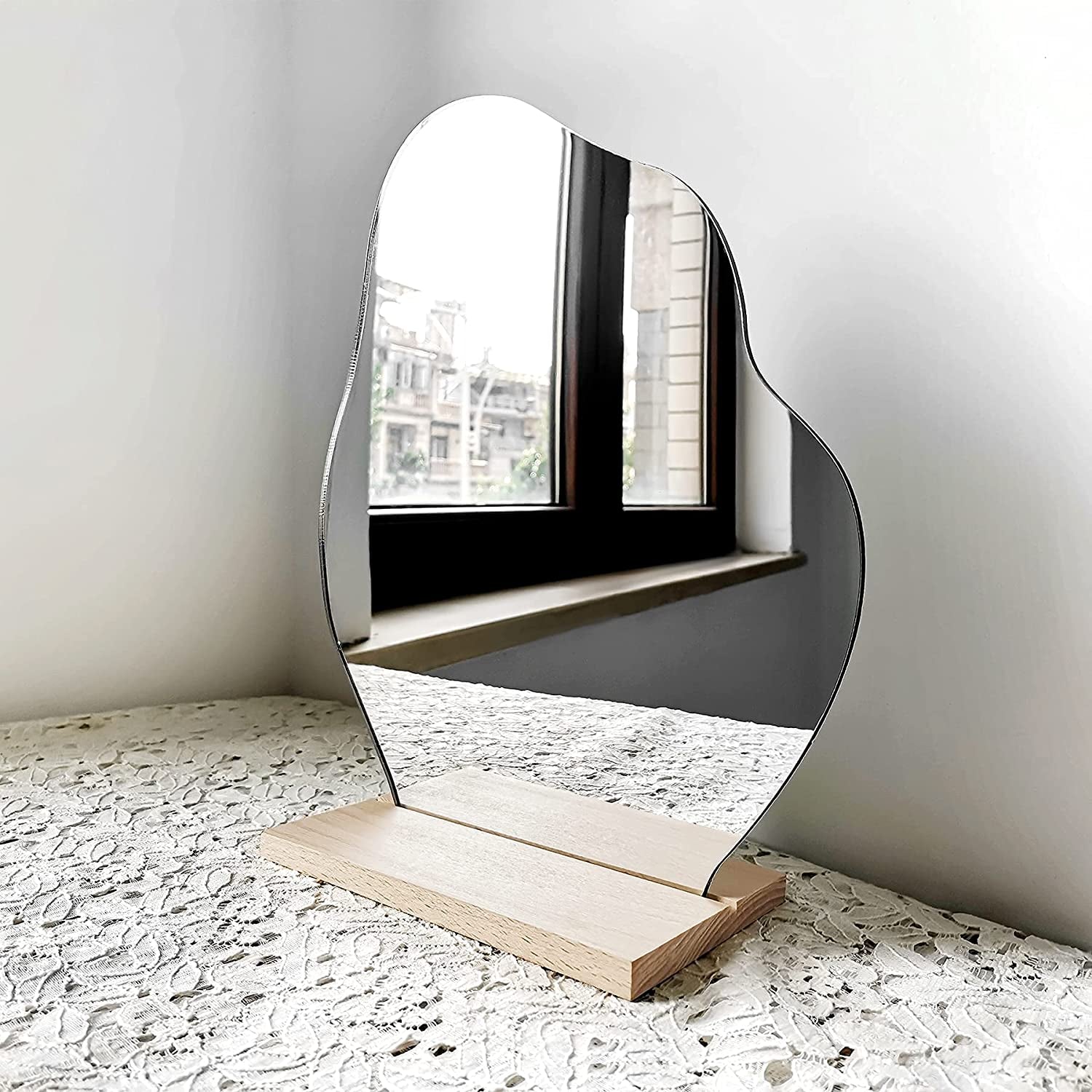 Preppy Room Decor Desk Mirror, Table Decr Aesthetic Mirror, Cute Room Decor Table Mirror, Boho Mirror for Desk, Asymmetrical Cloud Mirror