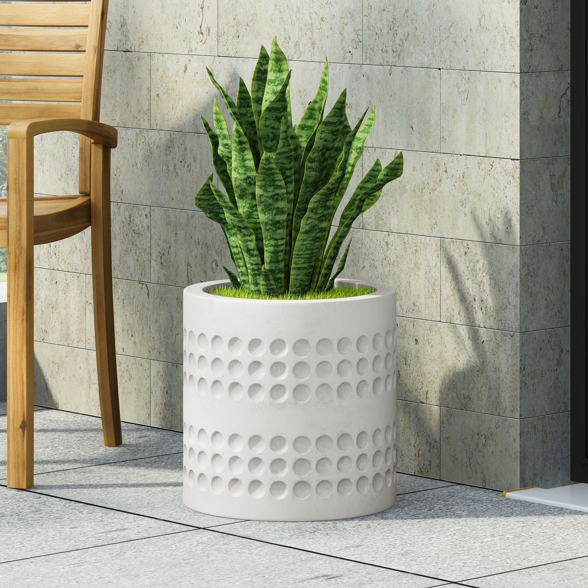 13-Inch cube Antique White MGO Planter