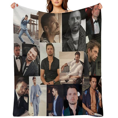 Sebastian Stan Collage Durable Throw Blanket