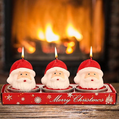 3pcs Christmas Children's Candle Christmas Tealight Candles Handmade Delicate Santas Snowman Acorn Tree Candles For Christmas Home Decoration Gifts Decoration Set Christmas Eve Party Decoration Hang Decorations For Home Noel Natal New #12