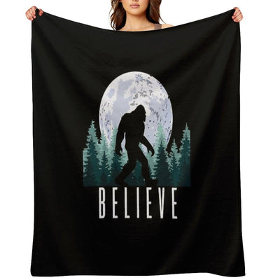 Bigfoot Believe Sasquatch Throw Blanket