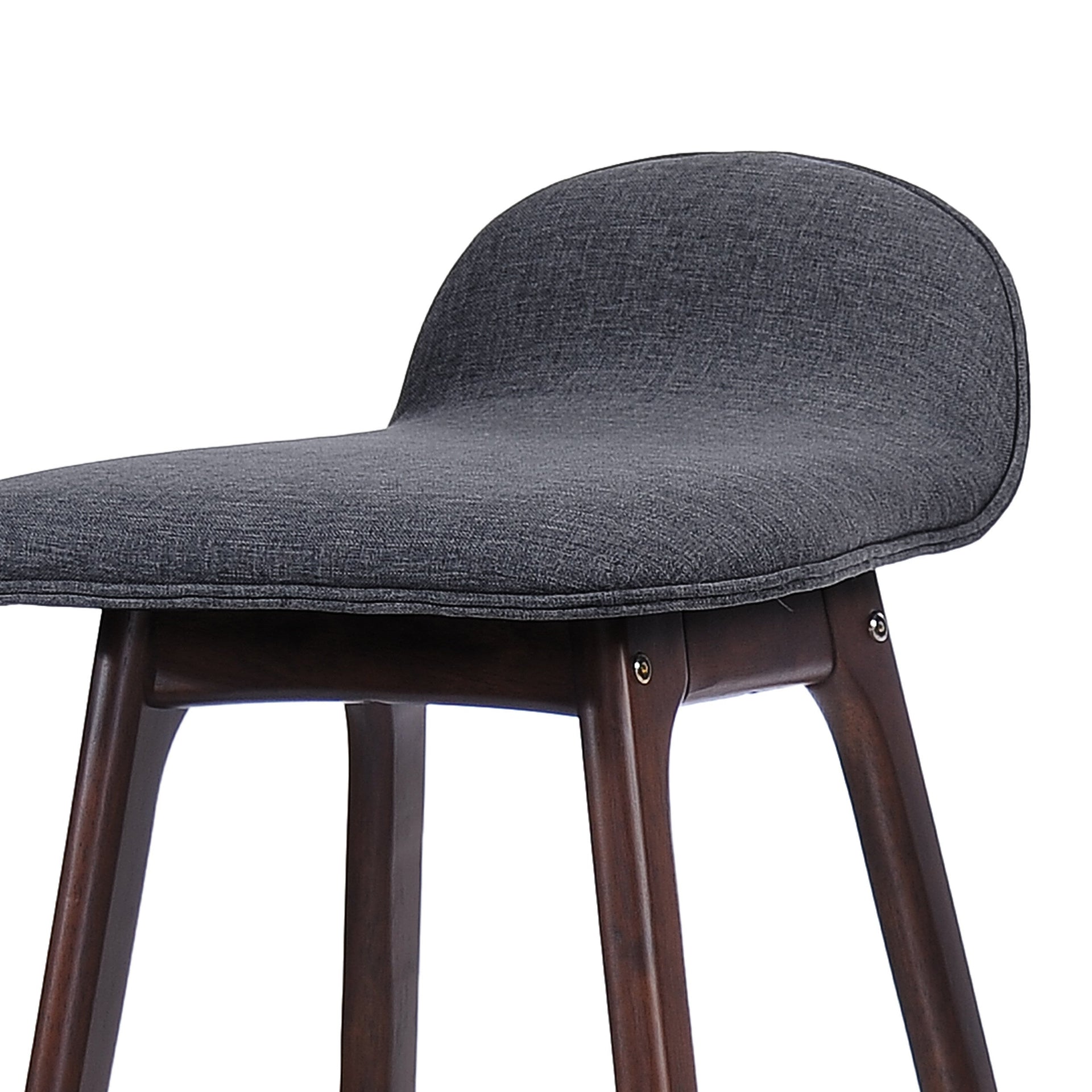 28.5' Mid-Century Modern Upholstered Low Back Barstools (Set of 2), Charcoal, Walnut Finish