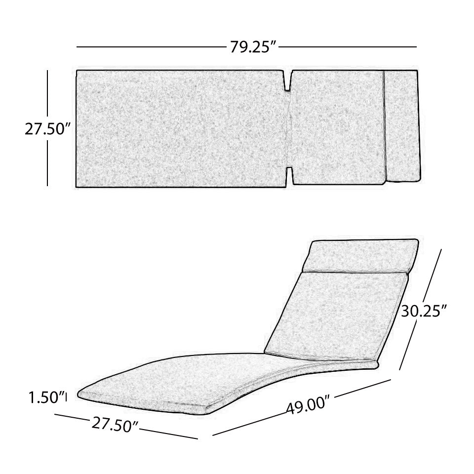 52005.00CUSH-TBG (2PCS) Salem Outdoor Chaise Lounge Cushion (Without Chaise Lounge)