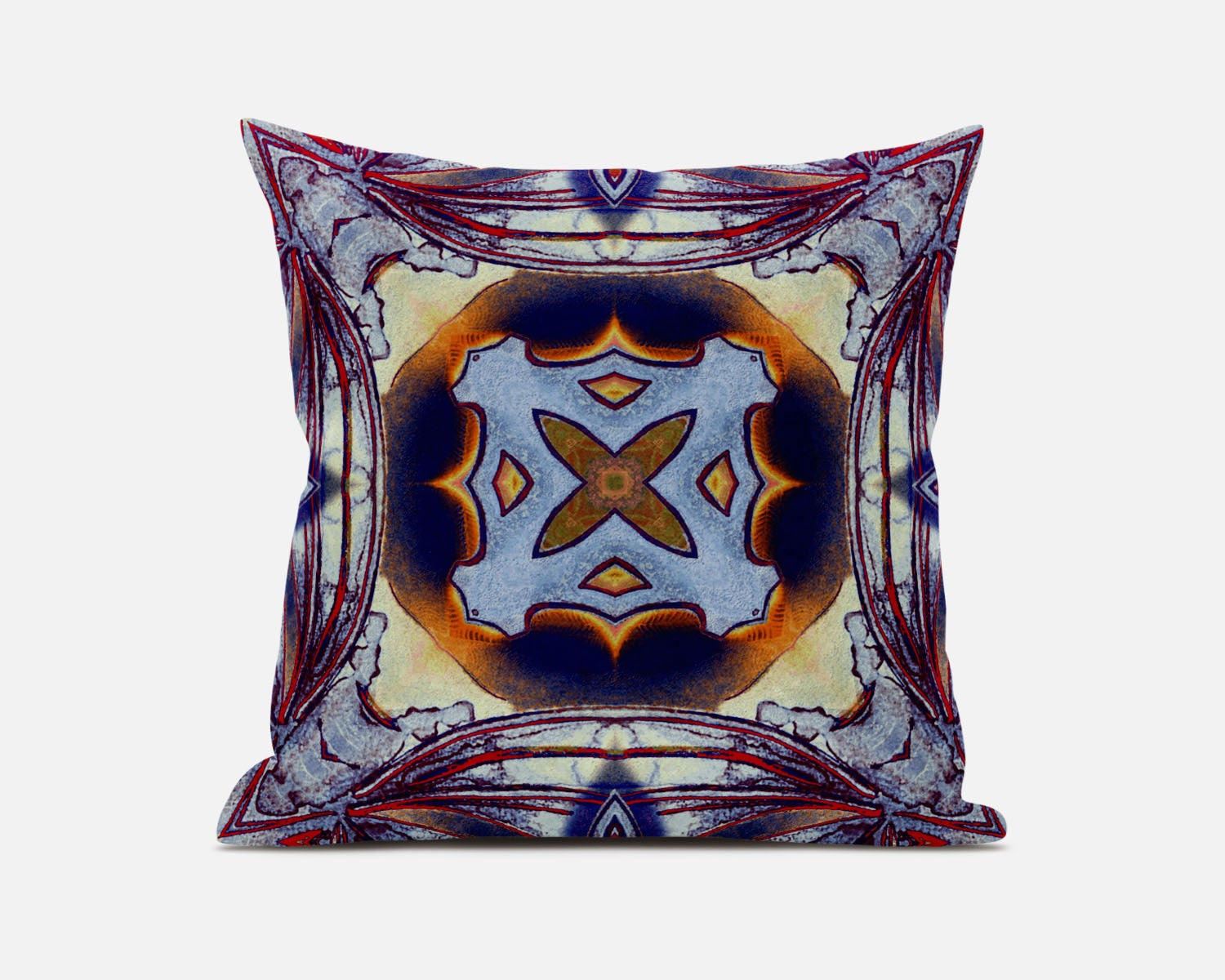 16” Indigo Yellow Geo Tribal Suede Throw Pillow